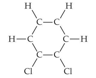 dichlorobenzene structure benzene lewis ortho obtained atoms when two hydrogen adjacent bonds ring resonance problem molecule single bonded